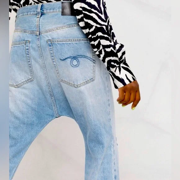 R13 drop crotch cropped distressed jeans sz 25 - Picture 5 of 11